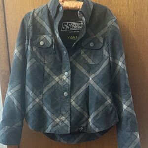 Women's Black Plaid Motorcycle Jacket with Armor